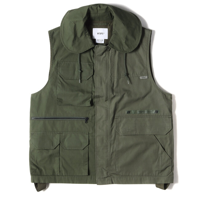 メンズWTAPS ダブルタップス ベスト ミリタリー フルジップベスト TRADER / VEST 21AW オリーブドラブ M トップス 着回し【メンズ】【美品】