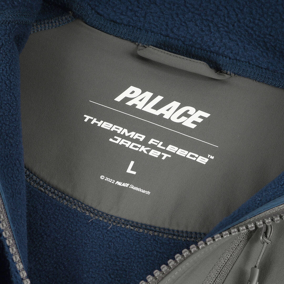 PALACE パレス ジャケット リフレクター ロゴ フーデッド フルジップ フリースジャケット THERMA HOODED FLEECE  JACKET アウター ブルゾン ネイビー 紺 L 【メンズ】【中古】