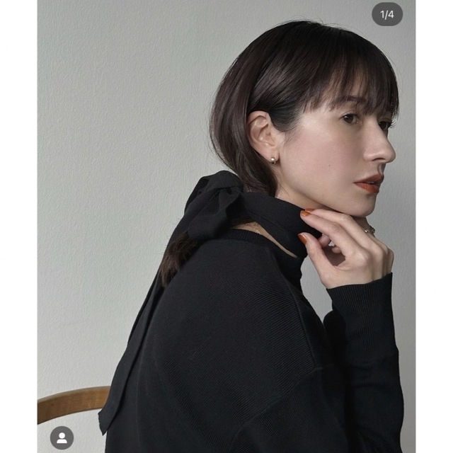 美品 CLANE W FACE NECK RIBBON KNIT TOPS