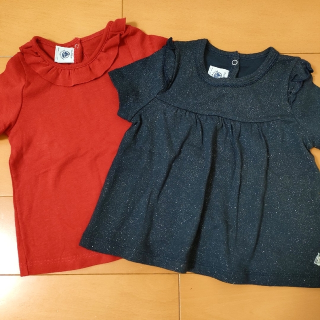 PETIT BATEAU(プチバトー)のプチバトー　半袖カットソー　2枚セット キッズ/ベビー/マタニティのベビー服(~85cm)(Ｔシャツ)の商品写真