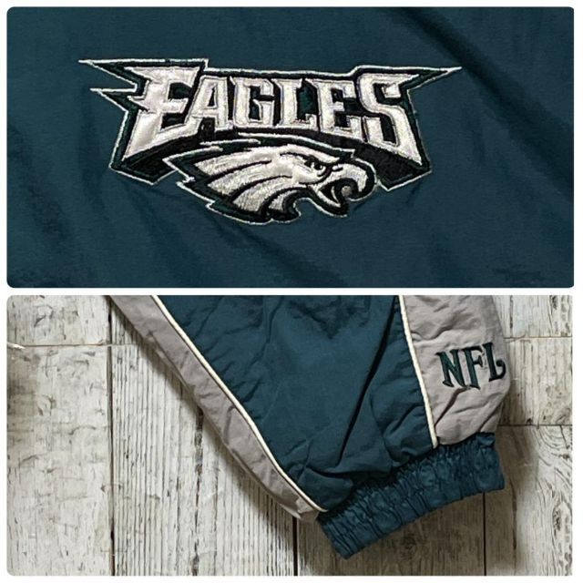 NFLイーグルス 刺繍ロゴ エメラルドグリーン 中綿 ナイロンジャケット 2XL メンズのジャケット/アウター(ナイロンジャケット)の商品写真