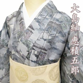 特選 大島紬 着物 未使用 恵積五郎 ラベル付き M A837-3