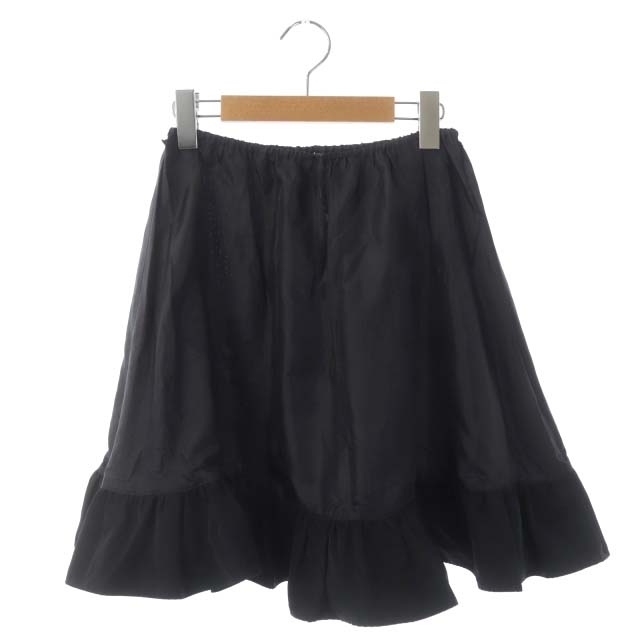 franche lippee(フランシュリッペ)のフランシュリッペ black ギャザーフレアスカート ティアード ひざ丈 M 黒 レディースのスカート(ひざ丈スカート)の商品写真