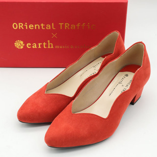 オリエンタルトラフィック スカラップパンプス 美品 シューズ シンプル ブランド 靴 レディース 37サイズ オレンジ Oriental Traffic(ハイヒール/パンプス)