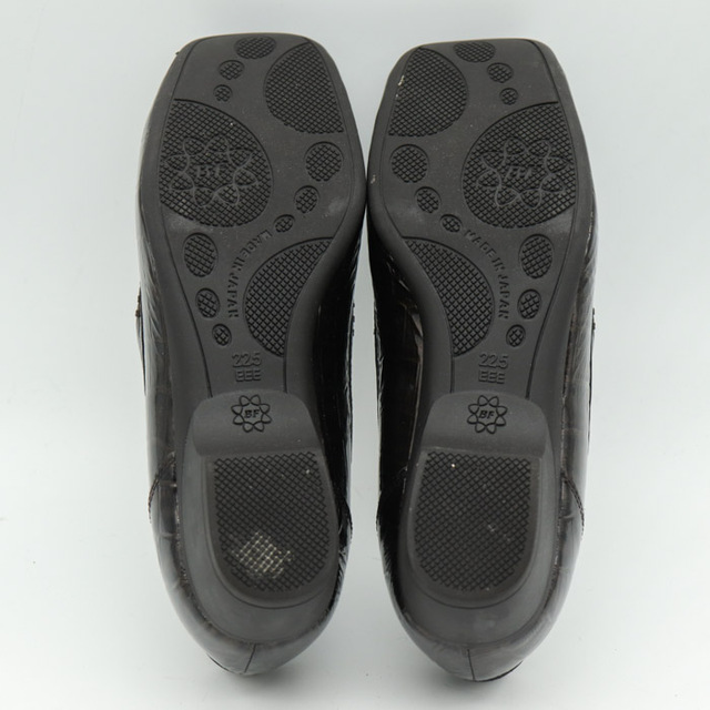 ビューフォート コンフォートシューズ 美品 ローファー パンプス エナメル 3E 幅広 靴 レディース 22.5cmサイズ ブラウン BeauFort