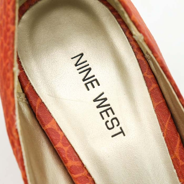 NINE WEST(ナインウエスト)のナインウエスト パンプス オープントゥ ローヒール シューズ レザーソール ブランド 靴 レディース 6.5サイズ オレンジ NINE WEST レディースの靴/シューズ(ハイヒール/パンプス)の商品写真