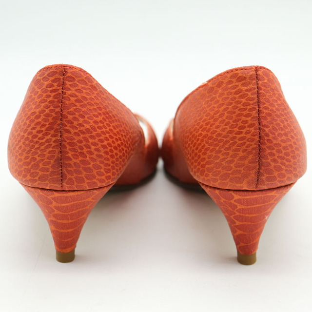 NINE WEST(ナインウエスト)のナインウエスト パンプス オープントゥ ローヒール シューズ レザーソール ブランド 靴 レディース 6.5サイズ オレンジ NINE WEST レディースの靴/シューズ(ハイヒール/パンプス)の商品写真