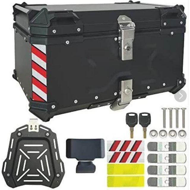 バイク用リアボックス 大容量 65L アルミ 取付ベース付 鍵2本付 簡単