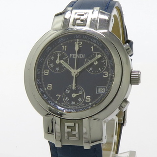 フェンディ(FENDI)のFENDI 腕時計 クロノグラフ クオーツ 革ベルト ネイビー文字盤 4500L(ベルト)