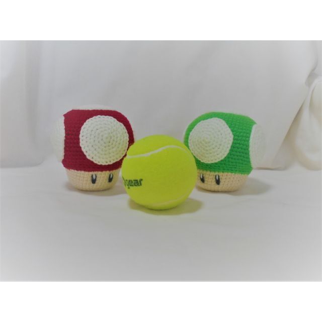 キノコ（緑＆赤）／ハンドメイドあみぐるみ ハンドメイドのぬいぐるみ/人形(あみぐるみ)の商品写真