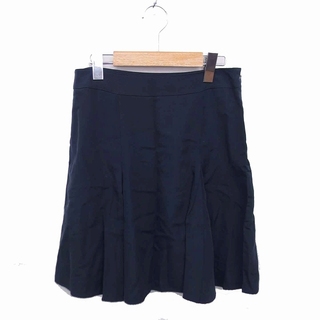 トゥモローランドコレクション フレア スカート ひざ丈 薄手 38 ネイビー(ひざ丈スカート)