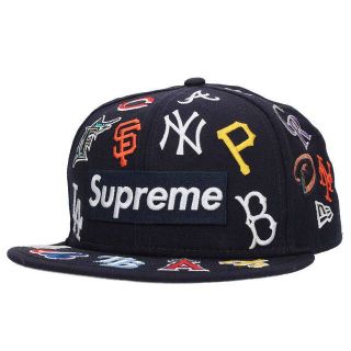 シュプリーム(Supreme)のシュプリーム  MLB COLLABO BOX LOGO FITTED CAP 刺繍デザインキャップ メンズ 7.75(帽子)