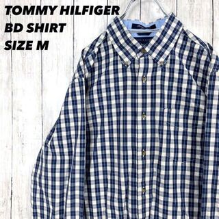 トミーヒルフィガー(TOMMY HILFIGER)のアメリカ古着トミーヒルフィガー　ワンポイントしロゴポプリンチェック柄BDシャツM(シャツ)