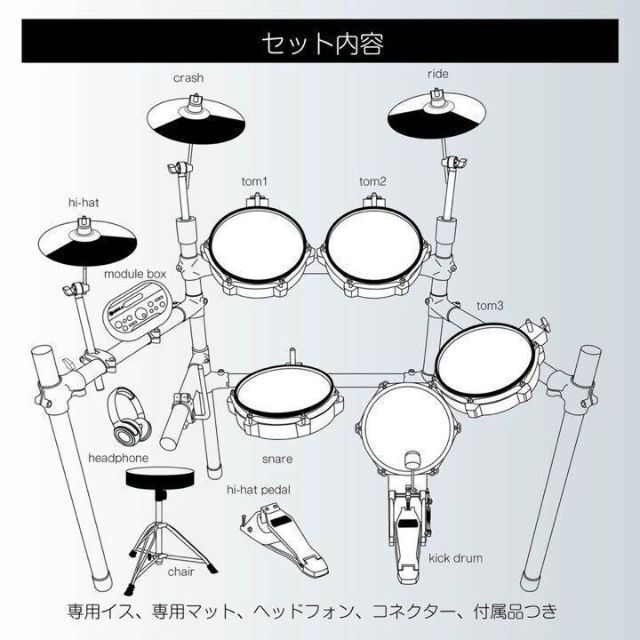 電子ドラム ５ドラム3シンパル 専用マット付 CEULA 折りたたみ式 USB 【高い素材】