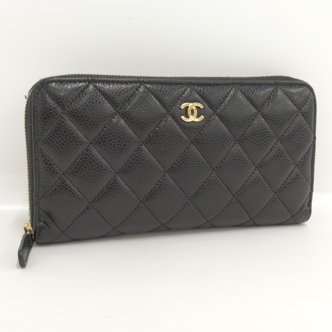 CHANEL ラウンドファスナー長財布 キャビアスキン ブラック AP0242 - 財布