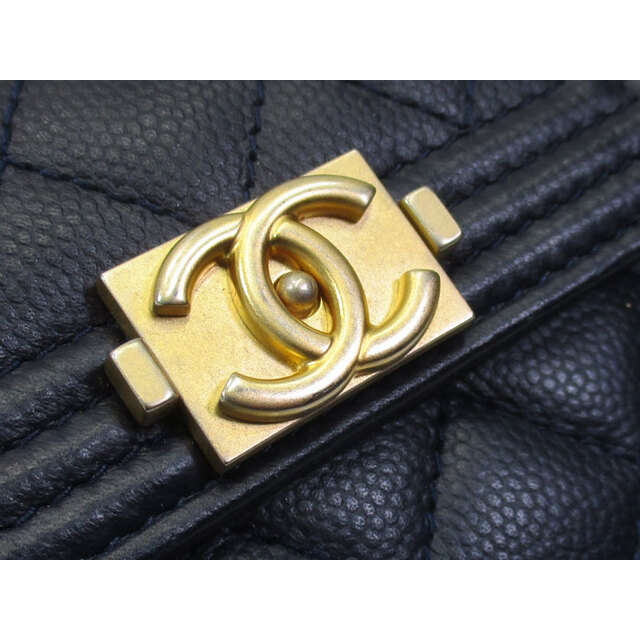 CHANEL ボーイ シャネル 4連 キーケース キャビアスキン ネイビー