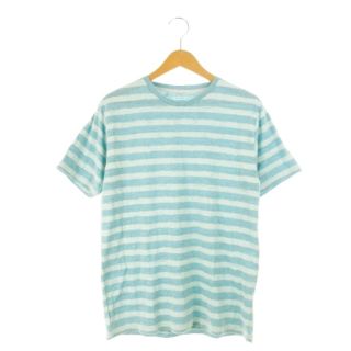 イッカ(ikka)のイッカ Tシャツ カットソー クルーネック 半袖 ボーダー M 水色 ブルー(Tシャツ/カットソー(半袖/袖なし))