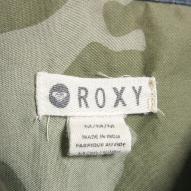 Roxy(ロキシー)のロキシー チュニック シャツ ミリタリー 長袖 カモフラ ビーズ M 緑 カーキ レディースのトップス(チュニック)の商品写真