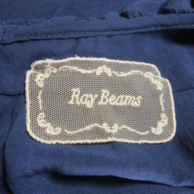 Ray BEAMS(レイビームス)のレイビームス ブラウス シアー 襟付き フリルカラー 半袖 紺 ネイビー レディースのトップス(シャツ/ブラウス(半袖/袖なし))の商品写真