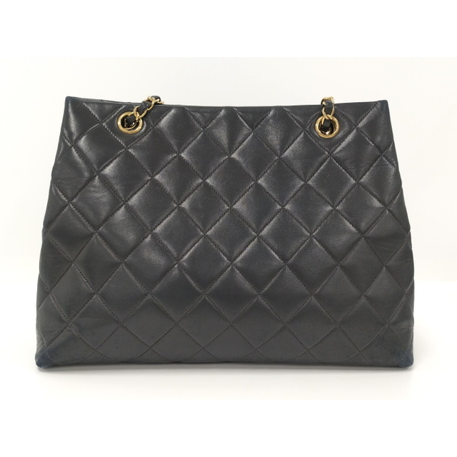 CHANEL チェーントートバッグ レザー ラムスキン マトラッセ ブラック CHANEL チェーントートバッグ レザー ラムスキン マトラッセ ブラック