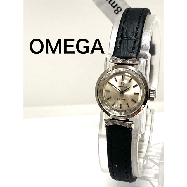 美品! OMEGA オメガ カットガラス ベルト新品交換済み レディース