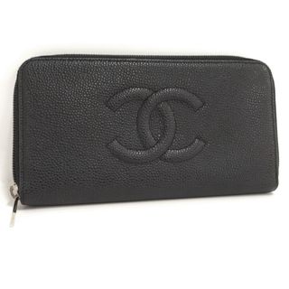 シャネル(CHANEL)のCHANEL ラウンドファスナー 長財布 ココマーク キャビアスキン レザー(財布)