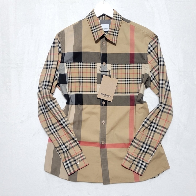 美品 タグ付き バーバリー パッチワーク ノバチェック メガチェック シャツ S