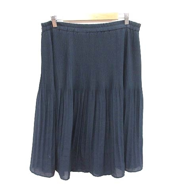 HusHush(ハッシュアッシュ)のハッシュアッシュ プリーツスカート ミモレ ロング シフォン F 紺 ネイビー レディースのスカート(ロングスカート)の商品写真