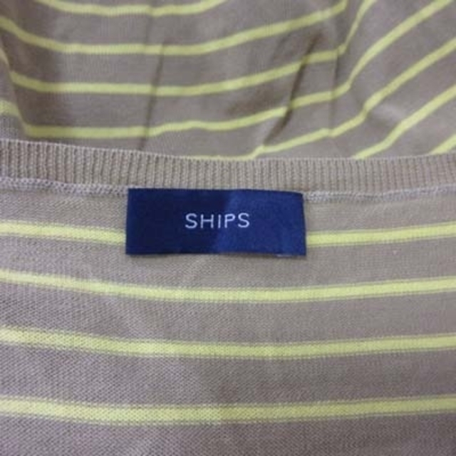 SHIPS(シップス)のシップス カットソー ボーダー Vネック 半袖 ベージュ 黄色 イエロー /YI レディースのトップス(カットソー(半袖/袖なし))の商品写真