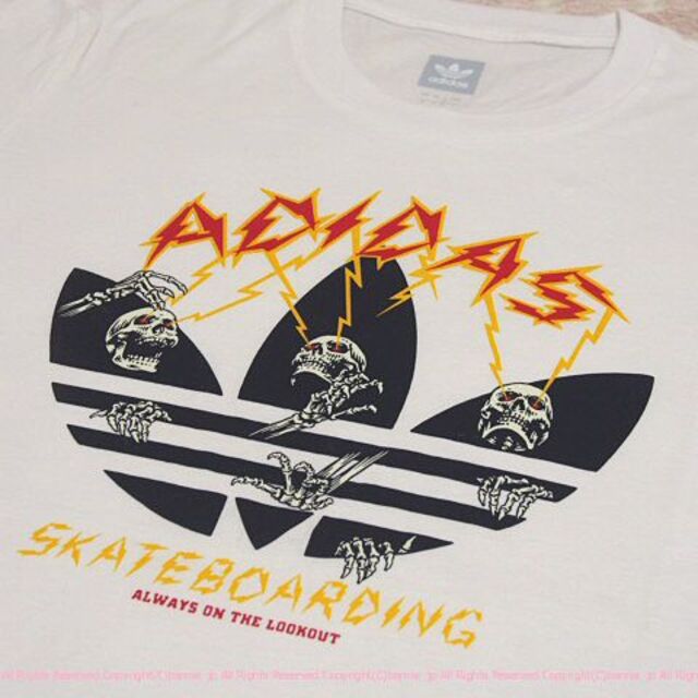 adidasアディダス skateboading スカルがかっこいいTシャツ/L