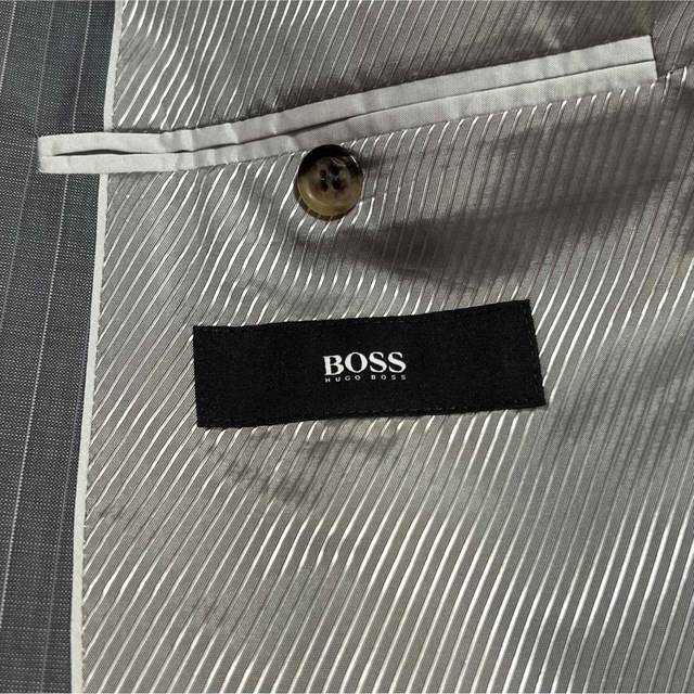 【美品】BOSS ボス　ライトグレー　ストライプ　スーツ　セット　XL 黒タグ 7