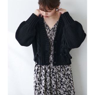 ナチュラルクチュール(natural couture)のナチュラルクチュール　レースアップざっくりショートカーディガン(カーディガン)