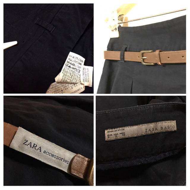 ZARA(ザラ)のZARA BASIC 紺色 ネイビー 膝丈（膝上かな？）スカート レディースのスカート(ひざ丈スカート)の商品写真