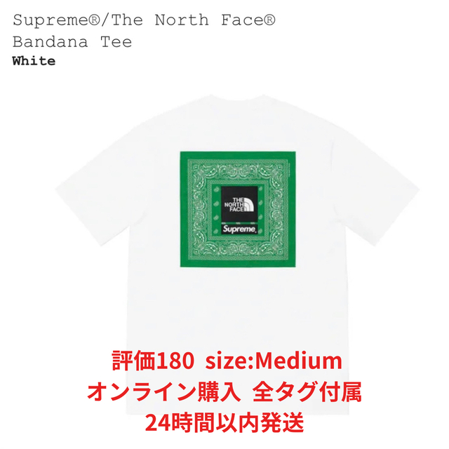 新品 22SS Supreme/TNF Bandana Tee Mサイズ 白全タグ購入元