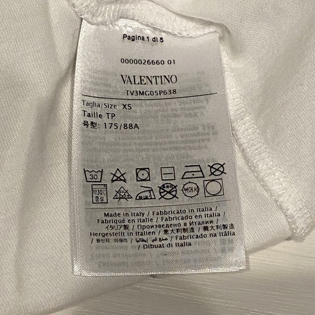 VALENTINO(ヴァレンティノ)のVALENTINO Tシャツ　ホワイト　XS レディースのトップス(Tシャツ(半袖/袖なし))の商品写真