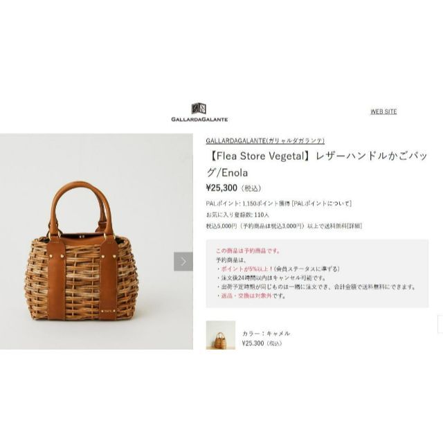 2023年今季フリーストア・ベジタル牛革×アラログ かごバッグ 25300円