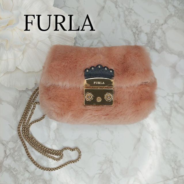 美品 FURLA フルラ メトロポリス ファーバッグ - ショルダーバッグ