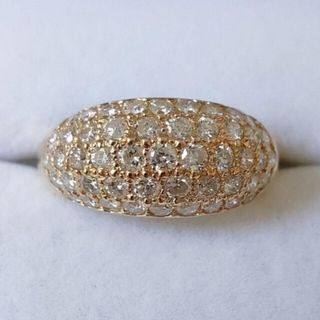 ダイヤモンド パヴェ リング K18YG 1.47ct 4.5g(リング(指輪))