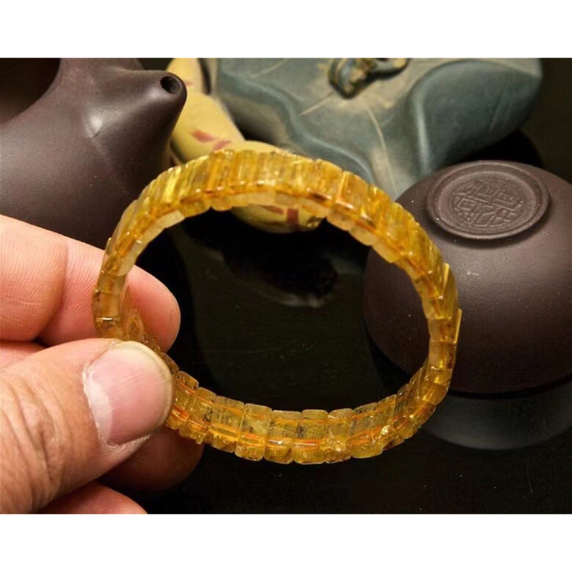 ⭐︎【天然】ゴールドタイチンルチル クォーツ ブレスレット バングル