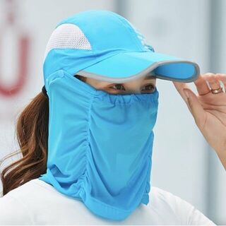 【新品】日除け UVカット 帽子 レディース 紫外線 熱中症 サンバイザー 水(ハット)