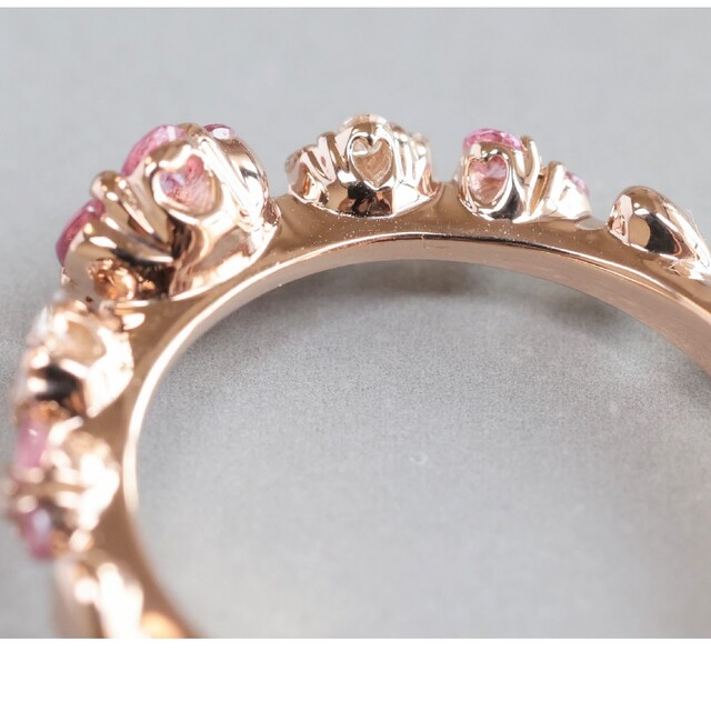 柔らかい K18 PG ピンクサファイア 0.37ct ダイヤモンド 0.15ct リング