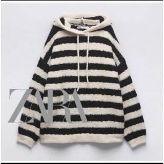 ザラ(ZARA)の★ZARA ボーダー ニット パーカー フード オーバーサイズ　(パーカー)