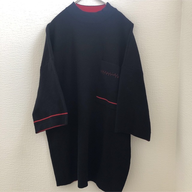 ZARA(ザラ)の【ZARA】ハイネックTシャツ　ニット素材　5部丈　M  黒色 メンズのトップス(Tシャツ/カットソー(半袖/袖なし))の商品写真