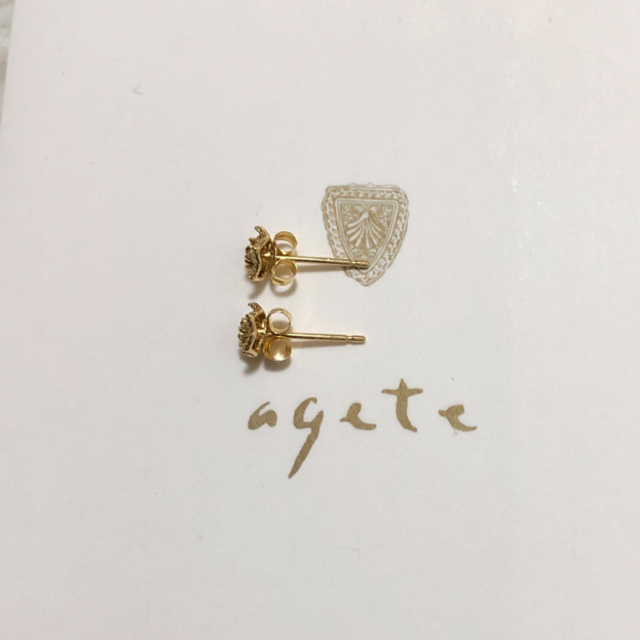 18K【agete】アガット　両耳ピアス　透かしダイヤモンド　薔薇ピアスAAX326