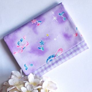 移動ポケット♪ハンドメイド♪音符♪ラベンダーギンガムチェック【3】(外出用品)