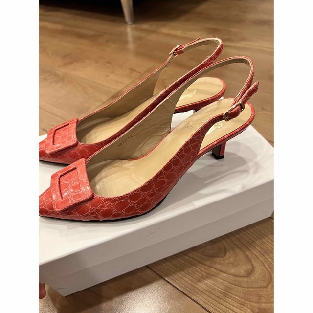 美品♡ブティックオーサキ スクエアバックルバックベルトミドルヒール