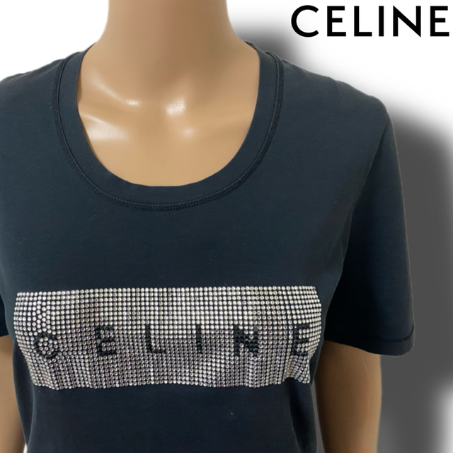 【CELINE】ロゴ ビジュー ラインストーン Tシャツ