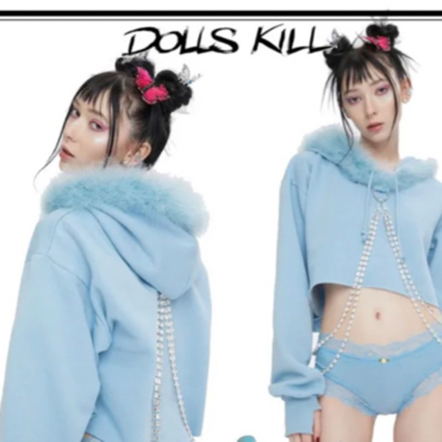 DOLLS KILL】ラインストーンフーディ - パーカー