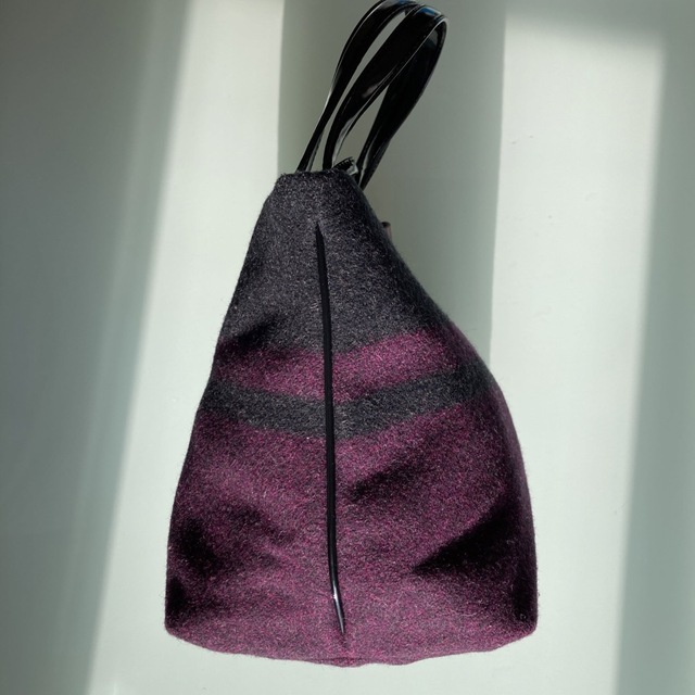 COACH(コーチ)のCOACH コーチ ハンドバッグ ウール 紫 パープル × 灰 グレー 極美品 レディースのバッグ(ハンドバッグ)の商品写真