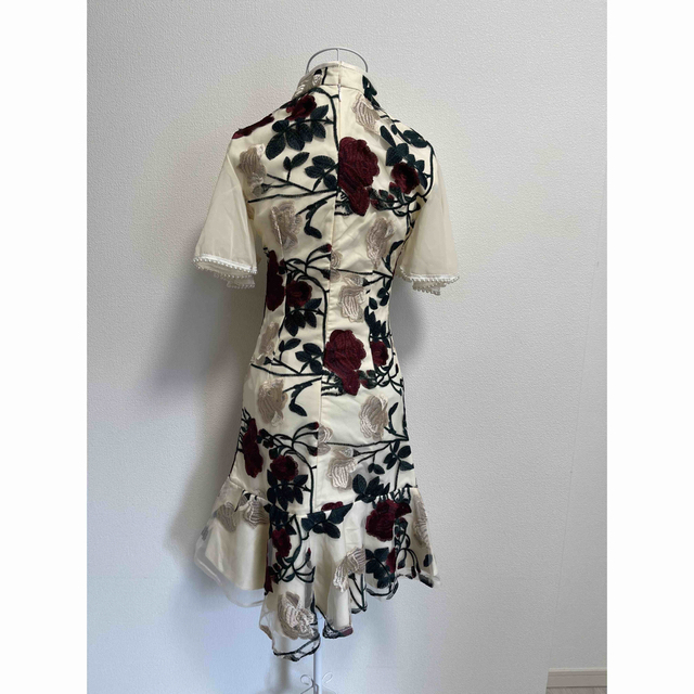チャイナドレス　ワンピース　高級　刺繍　花柄　袖フレア　マーメイドドレス